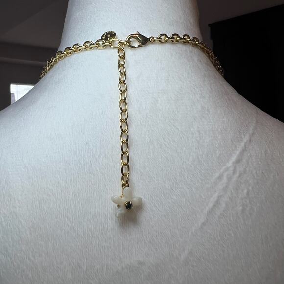 Talbots Black White Gold Floral Statement Necklace 140 - Picture 14 of 16